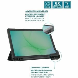 MOBILIS Edge Carrying Case (Folio) for 27.9 cm (11") Samsung Galaxy Tab A11+, Galaxy Tab A9+ Tablet - Black - Impact Resis