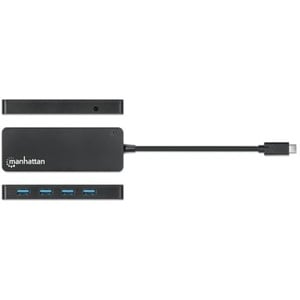 Manhattan USB-C Dock/Hub, Ports (4): USB-A (x4), 5 Gbps (USB 3.2 Gen1 aka USB 3.0), USB powered (no external power supply 