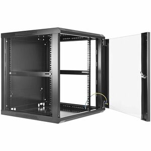 Network Cabinet, Wall Mount (Standard), 12U, 450mm Deep, Black, Assembled, Max 60kg, Metal & Glass Door, Back Panel, Remov
