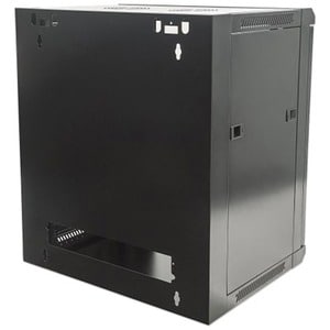 Network Cabinet, Wall Mount (Standard), 9U, 600mm Deep, Black, Flatpack, Max 60kg, Metal & Glass Door, Back Panel, Removea
