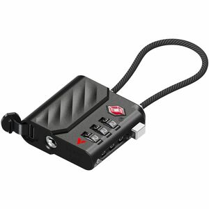 Verbatim Combination Padlock - 1 - Acrylonitrile Butadiene Styrene (ABS), Braided Stainless Steel - Black