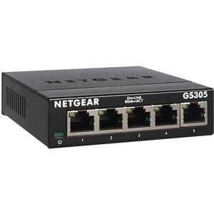 Netgear GS305 Ethernet Switch - 5 Ports - Gigabit Ethernet - 10/100/1000Base-T - 2 Layer Supported - 2.15 W Power Consumpt
