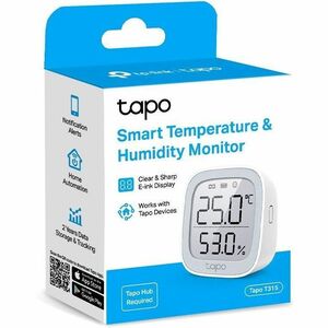 Tapo Smart Temperature & Humidity Monitor - Weather Station - Temperature, Humidity - Wireless LAN - Desktop, Wall Mountab