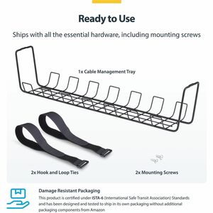 StarTech.com Cable Routing - Black - 1 - TAA Compliant - Cable Management Tray - 614.7 mm Length - Steel, Metal