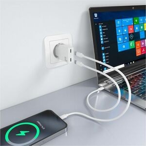 CARGADOR GAN ULTRA DELGADO 30W 2XUSB-C PD3.0 BLANCO
