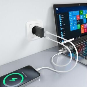 CARGADOR GAN ULTRA DELGADO 30W 2XUSB-C PD3.0 NEGRO
