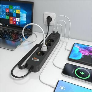 REGLETA MULTIFUNCION 4 TOMAS CARGADOR 2XUSB-C 2XUSB-A 1.4M
