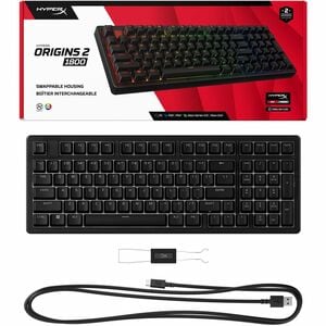 HyperX Origins 2 1800 Gaming Keyboard - Compact - Cable Connectivity - USB Interface - RGB LED - English (US) - Black - Li