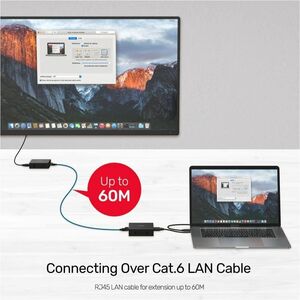 Unitek HDMI Extender - Black - 2 x Network (RJ-45) - 2 x HDMI - 150 m Extended Range - ABS