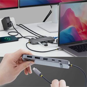 StarTech USB-C to Dual-DisplayPort Multiport Adapter, 100W Power Delivery Charging, 2x 4K 60Hz, 5-Port 5Gbps Hub, GbE, Min