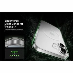 Belkin SheerForce Case for Apple iPhone 17 Smartphone - Textured Side - Clear - Glossy - Yellowing Resistant, Discoloratio