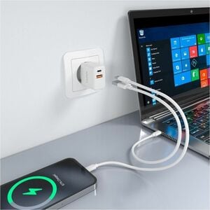GAN CHARGER 20W USB-C PD3.0 USB-A QC3.0 WHITE