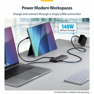 StarTech.com Adaptateur Multiport USB4, Double Sortie 4K Sans Pilote pour macOS/Windows, Recharge Power Delivery 140W, Hub