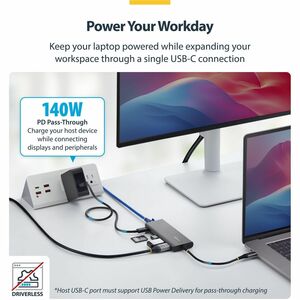 StarTech.com USB 3.2 Typ C Docking Station für Notebook, MacBook, Mobile Workstation, Festplatte, Smartphone, Tablet-PC, W