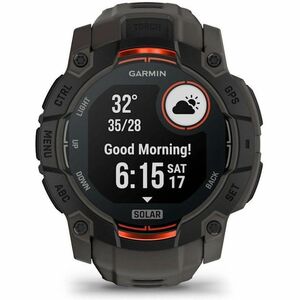 Garmin Instinct 3 Smart Watch - Black Body Color - Charcoal Band Color - Aluminium Body Material - Fiber Reinforced Polyme
