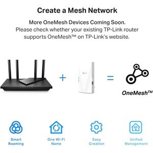 TP-Link RE600X Dual Band 802.11ax 1.80 Gbit/s Wireless Range Extender - 2.40 GHz, 5 GHz - 2 x Internal Antenna(s) - Intern