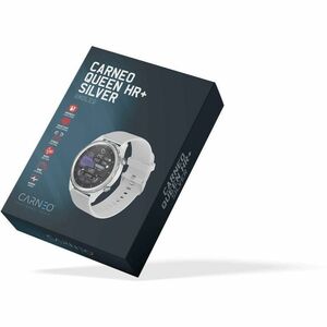 Carneo Queen HR+ Smart Watch - 11 mm Case Thickness - 44 mm Case Width - Silver, White Body Color - Metal, Mineral Glass, 