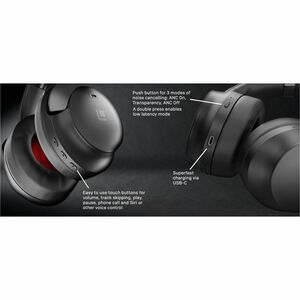 LINDY Wireless Over-the-head, Over-the-ear Stereo Headset - Black - Siri - Binaural - Circumaural - Bluetooth - 20 Hz to 2
