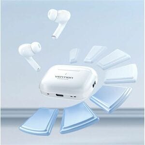 Vention Echo Lite NBV True Wireless Earbud Stereo Earset - White - Binaural - In-ear - 1000 cm - Bluetooth - 2.40 MHz to 2