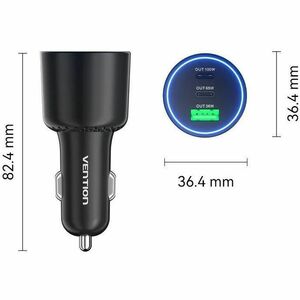 THREE-PORT USB-C + C + A (100W + 65W + 36W) CAR CHARGER BLACK A
