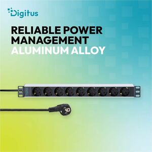 Digitus 1U Aluminum PDU, rackmountable, 9x Safety outlet. Rack-Kapazität: 1U, Typ: Einphasig, Formfaktor: Rackmount. Anzah