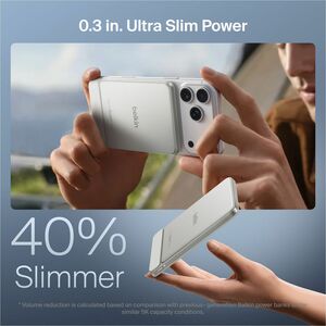 Belkin UltraCharge Pro Power Bank - Sand - For iPhone - 5000 mAh - 22.50 W - USB Type-C Connector - 1 x USB - Slim, Magnet