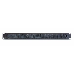 1U CABLE PASS-THRU W/ BRUSH STRIP BLACK