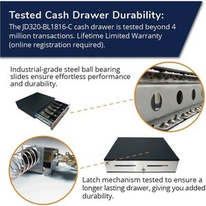 APG Cash Drawer Series 4000 1816 Cash Drawer - 5 Bill x 5 Coin - Dual Media Slot, Stainless Steel - Black - Printer Driven