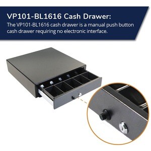 APG Manual 16.2" Point of Sale Cash Drawer | Vasario Series VP101-BL1616 | Push-Button Operation | Plastic Till with 5 Bil