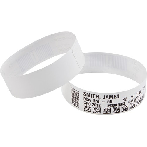 Zebra Z-Band Direct Multipurpose Label - 25.40 mm Width x 177.80 mm Length - Permanent Adhesive - Direct Thermal - White -