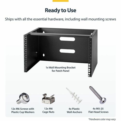 StarTech.com 6U 14in Deep Wallmounting Bracket for Patch Panel - Steel - 20.05 kg Maximum Weight Capacity
