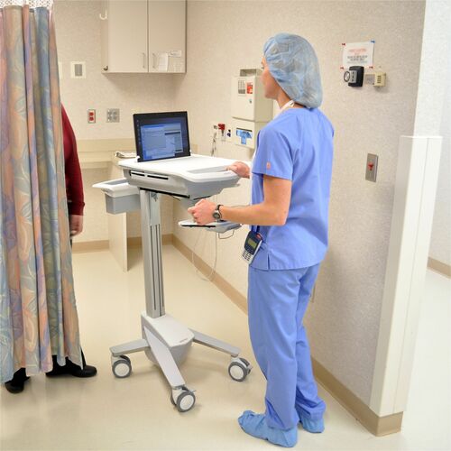 Ergotron StyleView Medical Trolley - 8.16 kg Load Capacity - 4 Casters - 101.60 mm Caster Size - Aluminium - White, Grey -