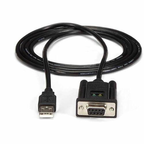 StarTech.com 6ft (1.8m) 1-Port USB to Serial RS232 Adapter, FTDI DB9 Serial DCE Adapter Cable, Null Modem, USB 2.0 - TAA -