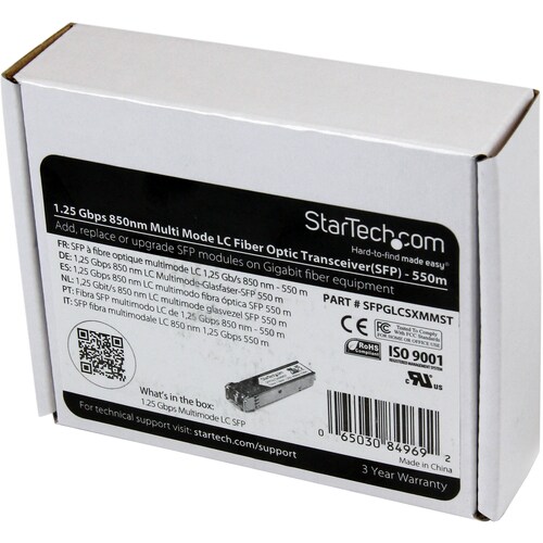 StarTech.com Cisco GLC-SX-MM Compatible SFP Module - 1000BASE-SX - 1GE Gigabit Ethernet SFP 1GbE Multimode Fiber MMF Optic