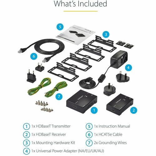 StarTech.com Juego Kit Extensor HDMI por Cable Ethernet UTP Cat5 Cat6 RJ45 Adaptador POC Power over Cable - 1 Dispositivo 