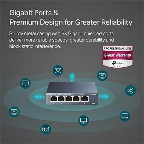 TP-Link TL-SG105 5 Puertos Conmutador Ethernet - Gigabit Ethernet - 10/100/1000Base-T - 2 Capa compatible - Par trenzado -