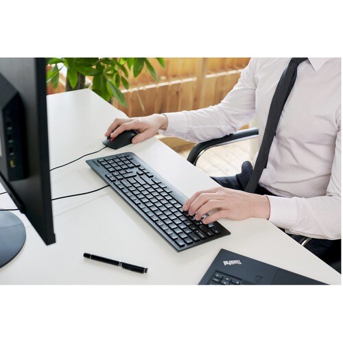 Lenovo Essential Mouse - USB - Optical - 3 Button(s) - Black - 1 Each - Cable - 1600 dpi - Scroll Wheel - Symmetrical