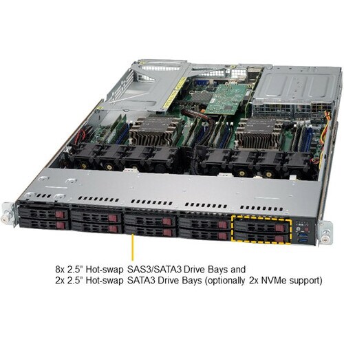Supermicro SuperServer 1029UX-LL2-S16 1U Rackmount Server - 2 Xeon Gold 6146 3,20 GHz - 192 GB RAM - Serial ATA/600, 12Gb/