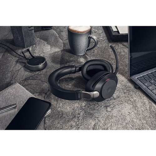 Jabra Evolve2 85 Wireless Over-the-head Stereo Headset - Black - Binaural - Supra-aural - 3000 cm - Bluetooth - Noise Canc