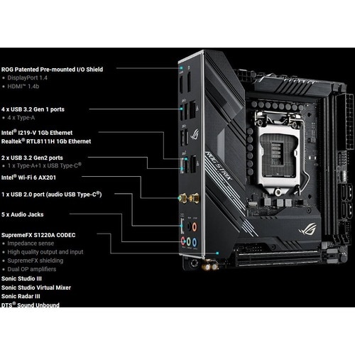 Asus ROG Strix H470-I GAMING Desktop Motherboard - Intel H470 Chipset - Socket LGA-1200 - Intel Optane Memory Ready - Mini