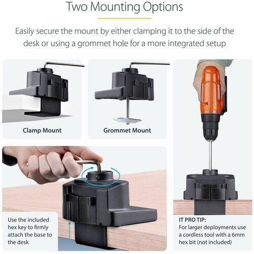 StarTech.com Desk Mount Monitor Arm with 2x USB 3.0 ports for VESA Display up to 34" (17.6lb/8kg), C-Clamp/Grommet, Mechan