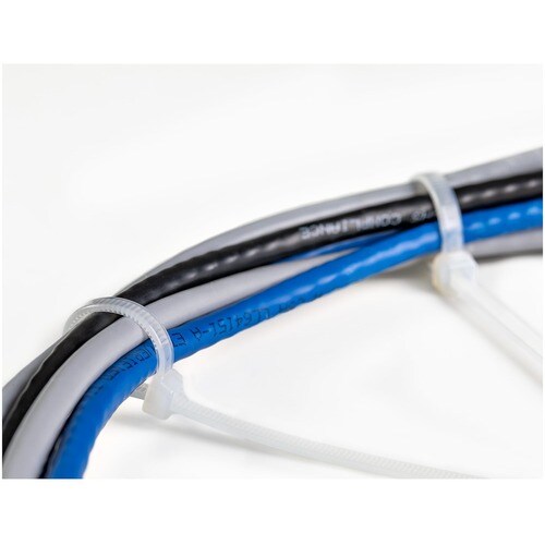 StarTech.com 100 Pack 8" Cable Ties - White Large Nylon/Plastic Zip Ties Adjustable Network Cable Wraps UL TAA - Cable tie