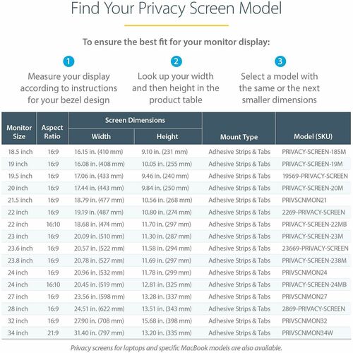 StarTech.com Monitor Privacy Screen for 34 inch Ultrawide Display, 21:9 Widescreen Computer Screen Security Filter, Blue L