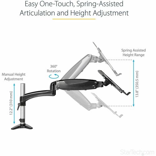 StarTech.com Desk Mount Laptop Arm, Full Motion Articulating Arm/Stand for Laptop or 34" (17.6lb/8kg) Monitor, VESA Mount 
