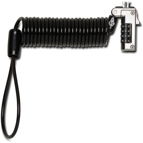 Kensington Slim NanoSaver Cable Lock For Notebook - 1.83 m - Resettable - 4-digit - Combination Lock - Black - Plastic, Ca