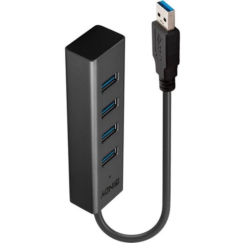 LINDY USB Hub - USB 3.2 (Gen 1) Type A - External - Grey - 4 Total USB Port(s) - 4 USB 3.0 Port(s) - PC