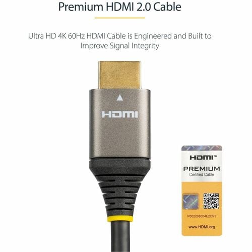 StarTech.com 13ft (4m) Premium Certified HDMI 2.0 Cable, High Speed Ultra HD 4K 60Hz HDMI Cable w/ Ethernet, HDR10, UHD HD