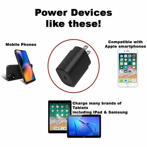 4XEM Up To 25W USBC Power Adapter (Black) Apple, Samsung and all USB