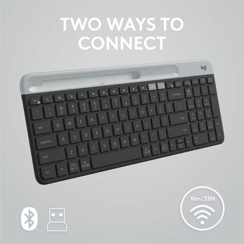 Logitech K585 Keyboard - Wireless Connectivity - Bluetooth/RF - Windows 10, Windows 11, Linux, ChromeOS, Mac OS X 10.15 Ca