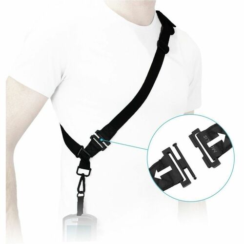 Bandoulière MOBILIS Réglable - 1 Pièce - Sonnerie avec - 25 mm Largeur x 1,7 m Longueur - Noir - Polyester